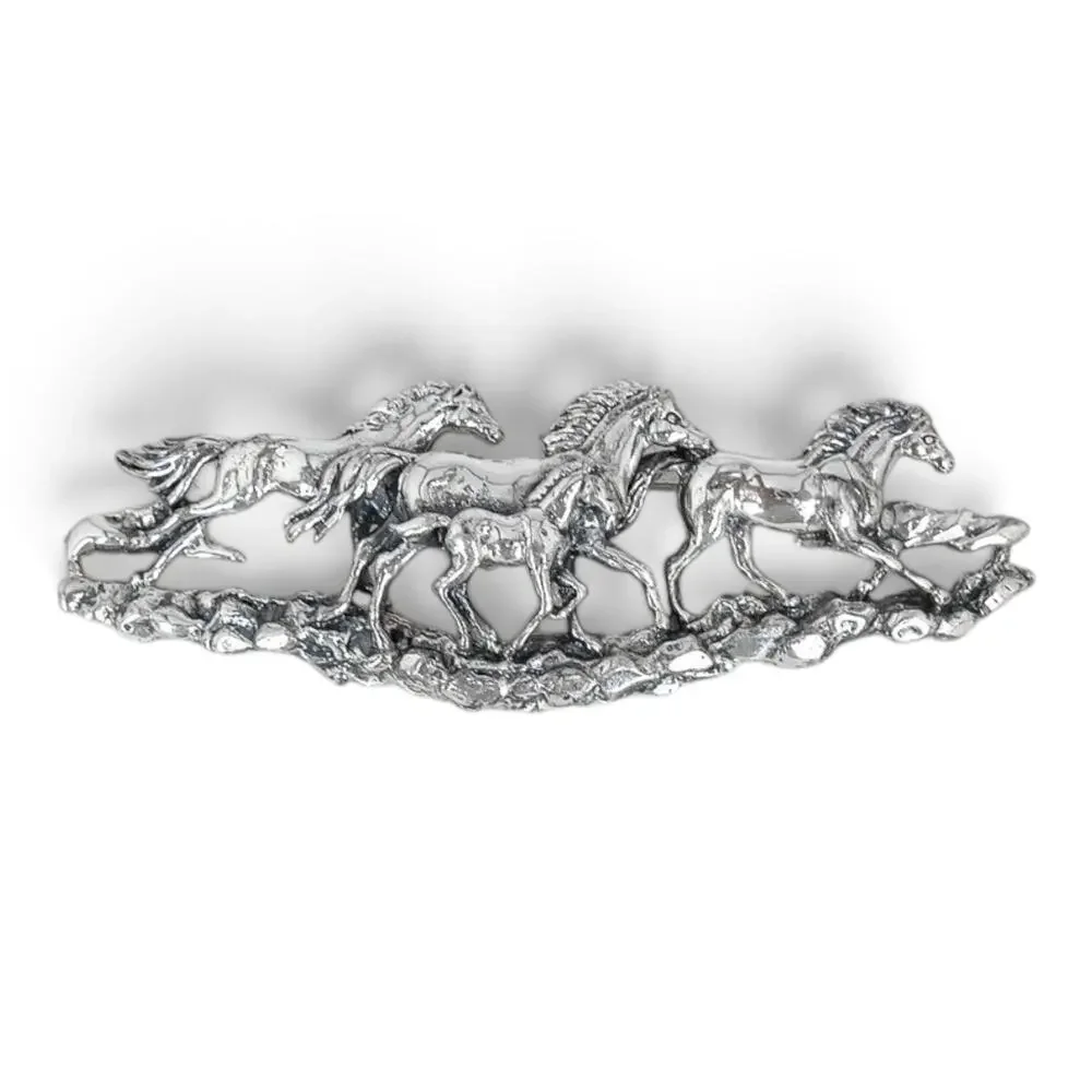 Silver Cloud Inc Sterling Silver Running Horses Brooch Pin Southwestern